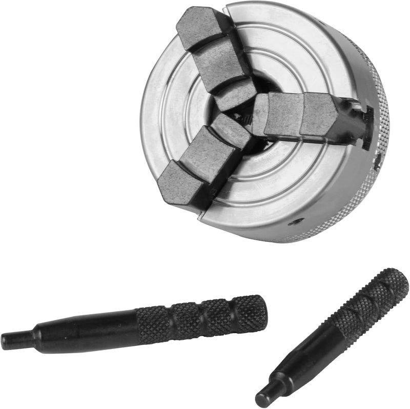 Three Jaw Lathe Chuck, Self Centering Chuck Hardened Steel Jaws, Self-Centering Wood Turning Chuck with 3/4” x 16TPI Thread for Woodturning, WDT018